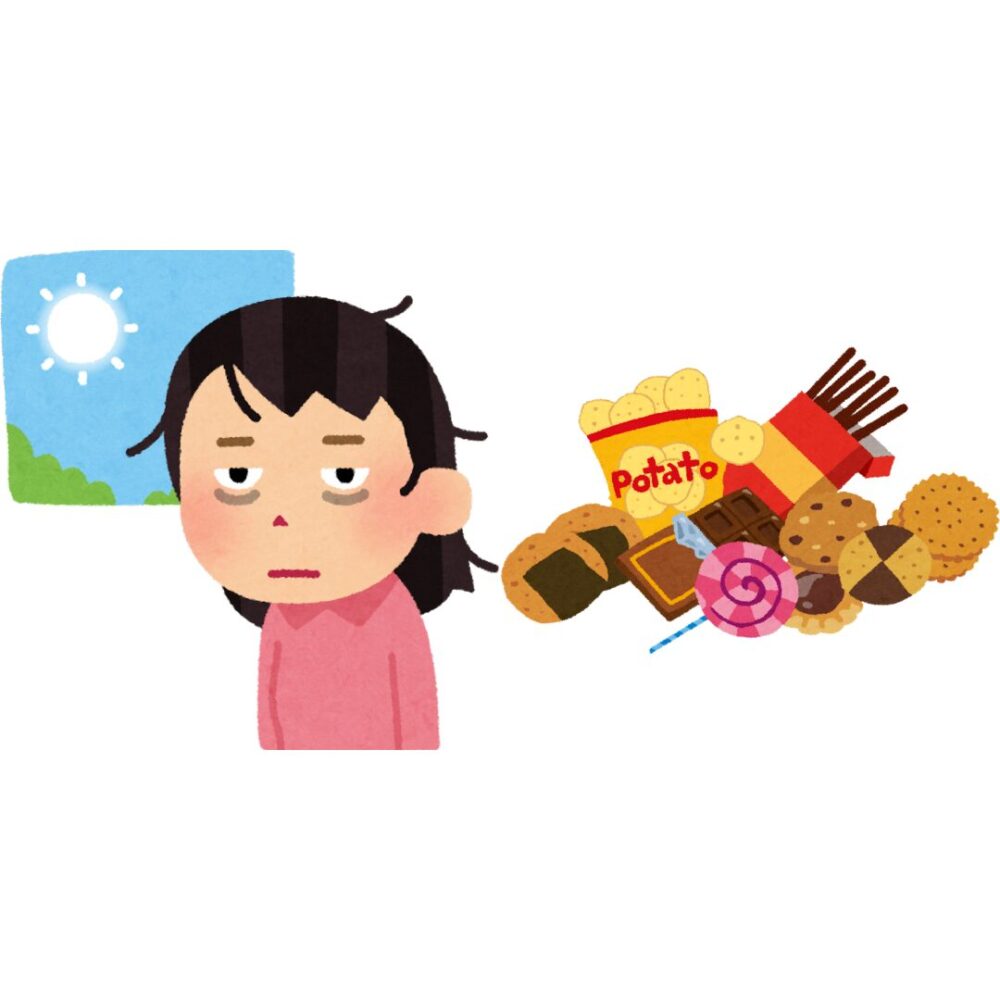 睡眠、食生活の乱れ